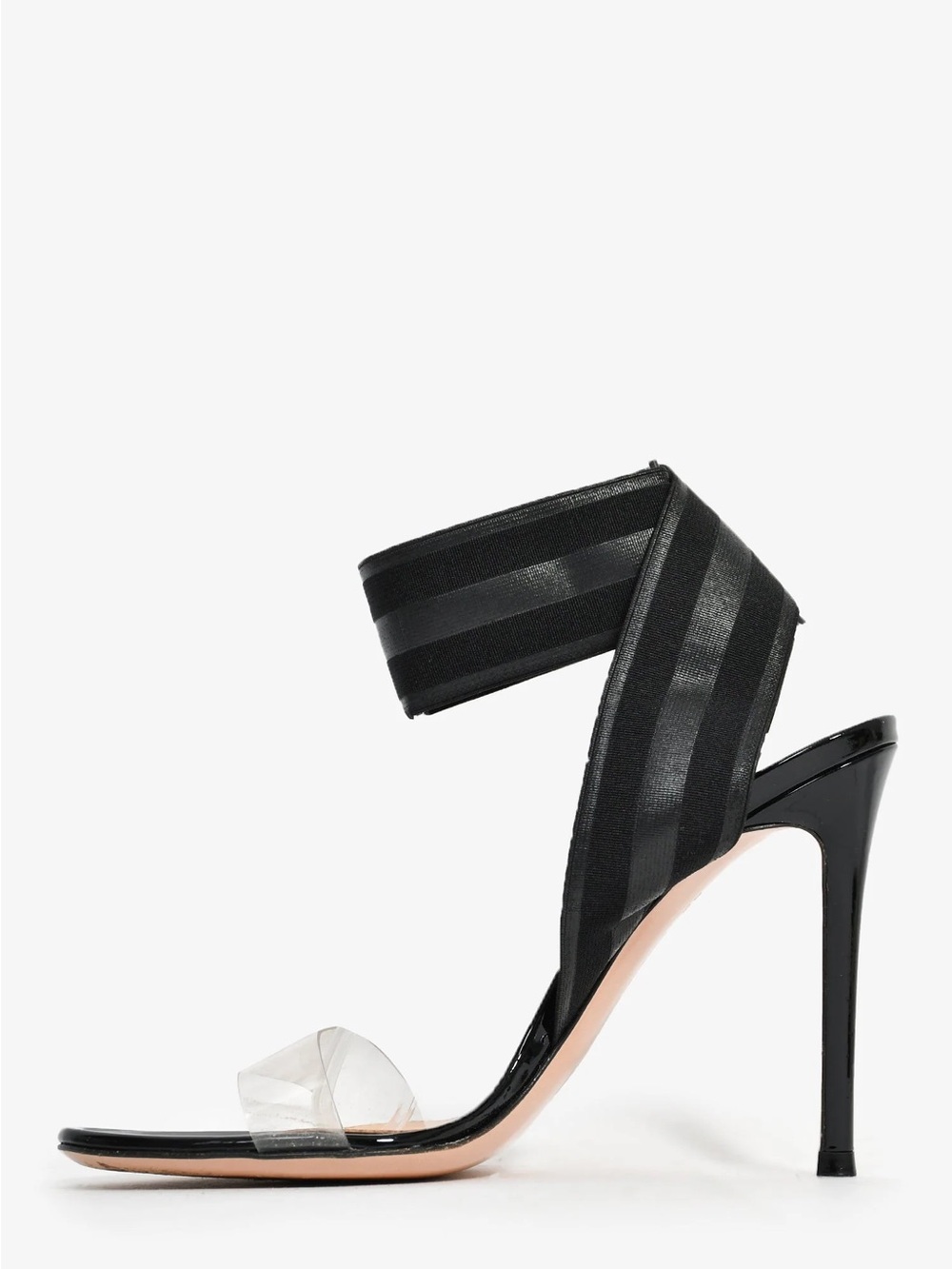 Gianvito Rossi Womens Black Patent PVC Wrap Stiletto Heels Sandals Shoe